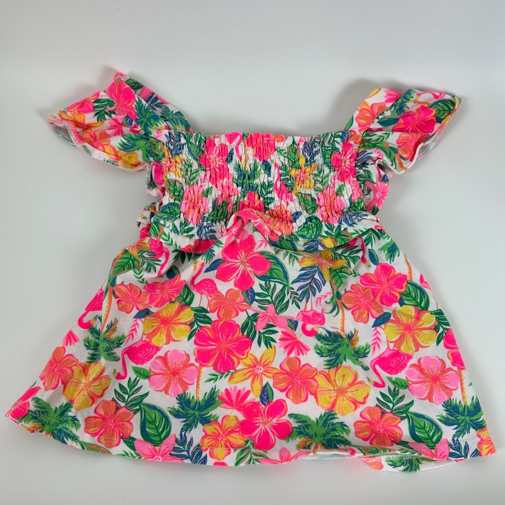 Tommy Bahama Girls Small 5/6 Shirt Floral Tropical Hawaiian Hot Pink Colorful